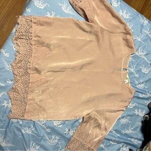 Miami Blush Pink Lace Trim blouse